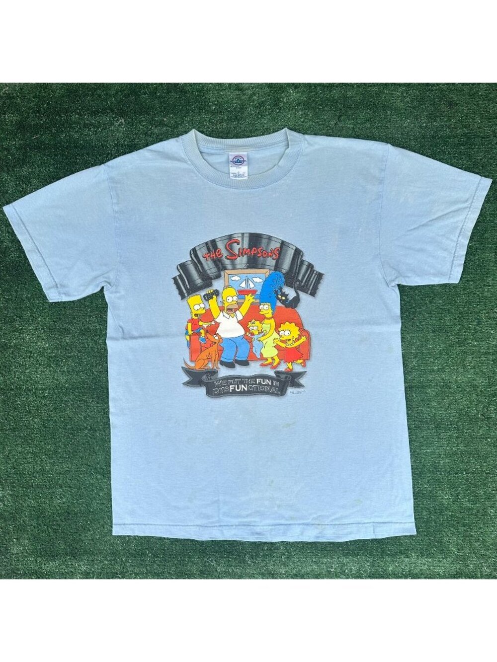 Vintage Y2K The Simpsons T-Shirt Light Blue M TV Cartoon Kidcore Streetwear
